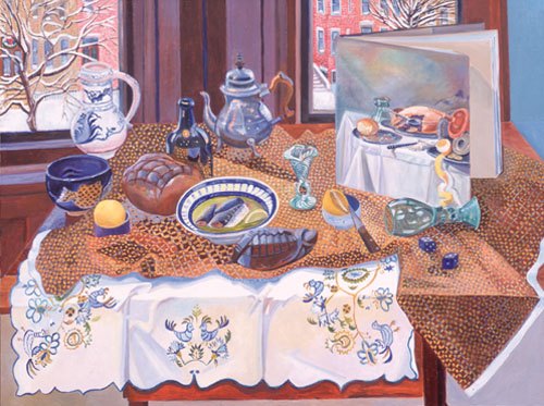 "After Pieter Claesz's Still Life with Turtle: Pieter Claesz Catalogue", oil, 36" x 48", 2006 Collection Michael and Nancy Black