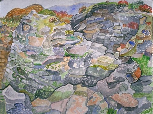 "Neolithic Barrow, Cape Cornwall" watercolor 16"H x 20" W