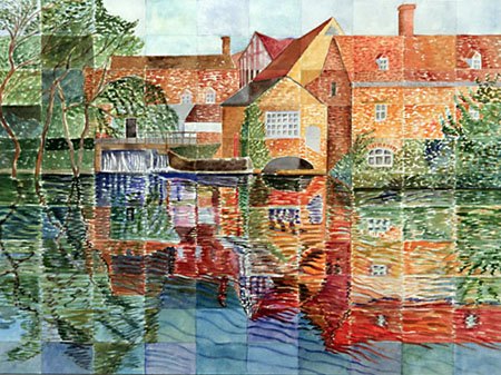 "On the Stour River near Flatford Mill, #2", watercolor, 2003, 28"H x 38"W