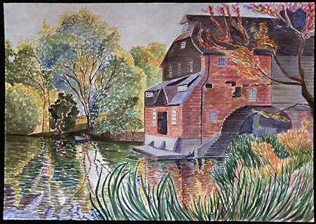 "The Houghton Mill, Norfolk", watercolor, 2004, 20"H x 26"W
