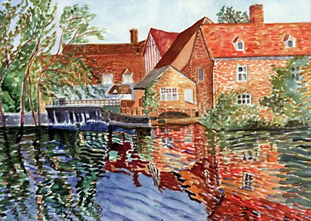 "On the Stour River near Flatford Mill, #1", watercolor, 2003, 16"H x 20"W