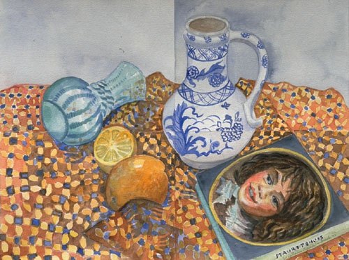 \"Dutch Pitcher and Frans Hals Portrait\" Watercolor18\"H x 22\"W, 1998