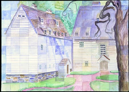 "The Ephrata Meeting House, Pennsylvania" watercolor, 2003, 17"H x 20"W