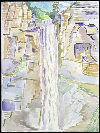 "Taughannock Falls, Ithaca" watercolor, 2004, 18"H x 22"W