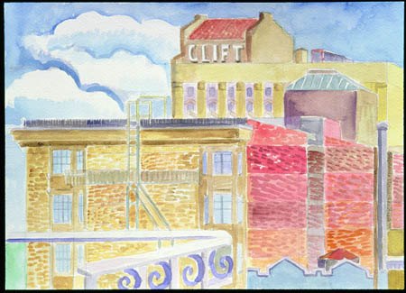 "San Francisco Roof Tops" watercolor, 2004, 16"H x 20"W