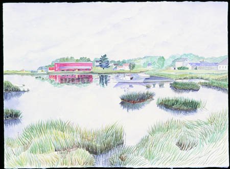 "Mill Pond, Chatham" watercolor, 2004, 28"H x 38"W