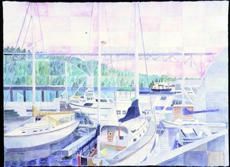 "Seattle Waterfront #1" watercolor, 2004, 28"H x 38"W