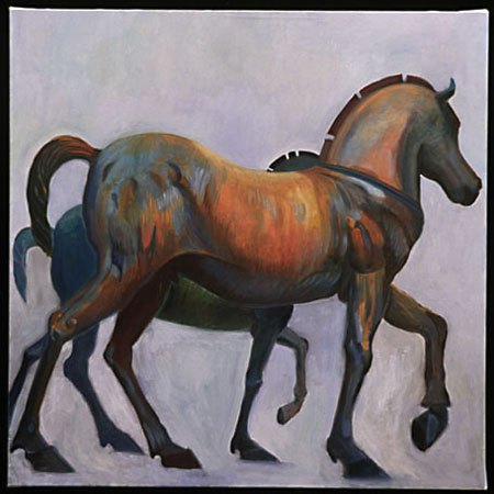 "Venetian Horses, San Marco", oil, 2000, 36"H x 36"W