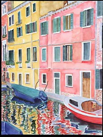 "Venetian Rose and Yellow", watercolor, 2002, 21"H x 17"W